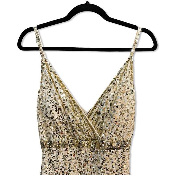 Mac Duggal 5055 Glittering Gold Evening Dress sequin train gown maxi mermaid 8 - Picture 4 of 11